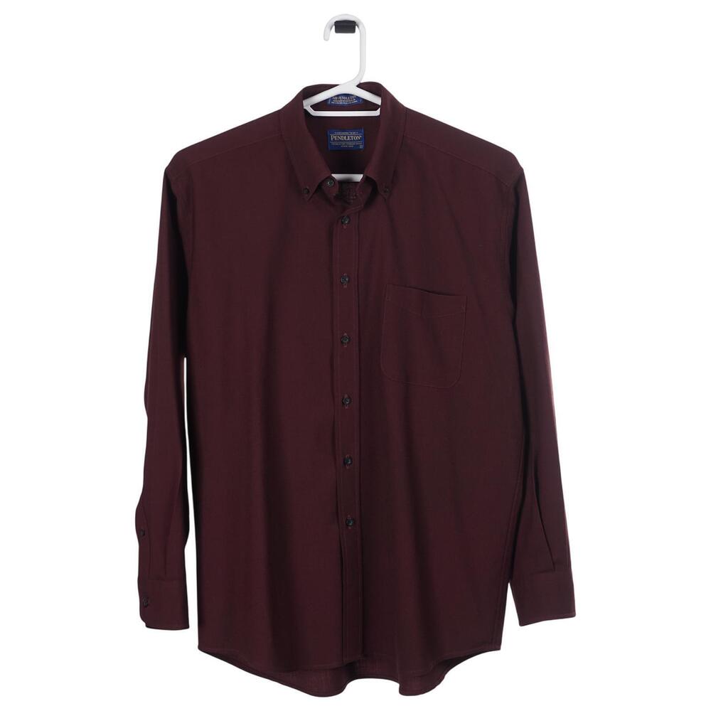Pendleton Sir Pendleton Shirt L Burgundy 100% Wool Long Sleeve Button Down